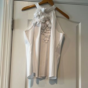 White House, Black Market sleeveless top with flower detail at neck and chest LG